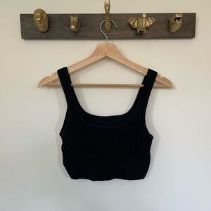 Aritzia Babaton Black Square Neck Crop Tank